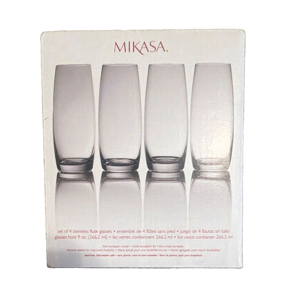 Clear Glass Fluted Glasses 9 oz Modern Set of 3